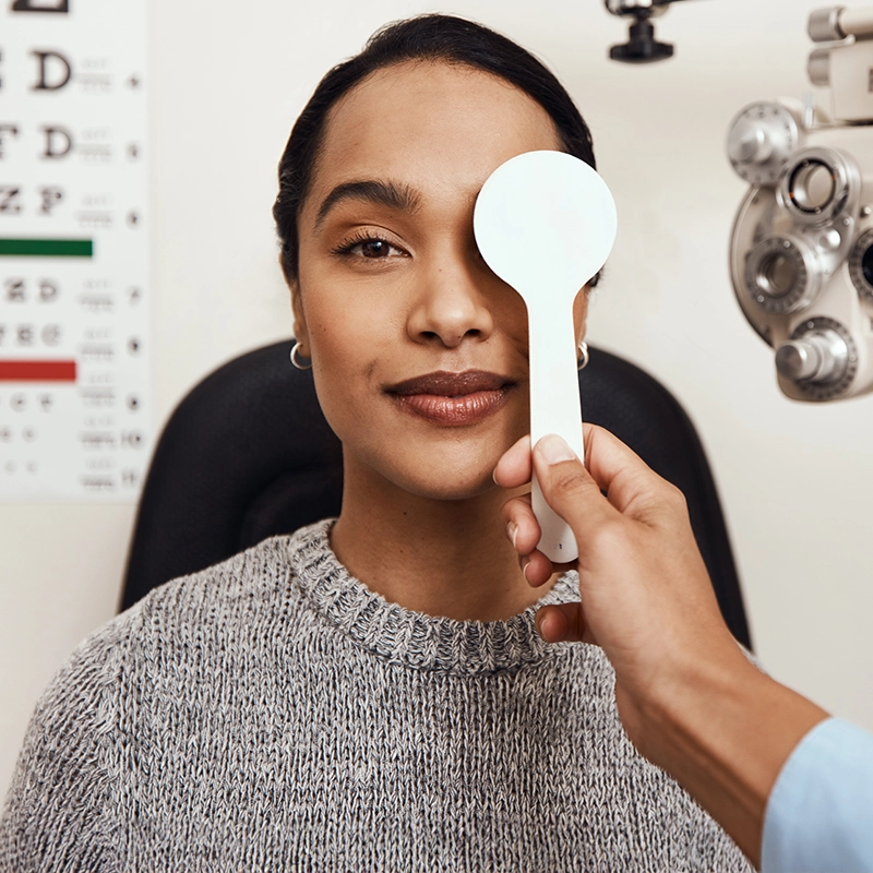 Women getting her vision checked