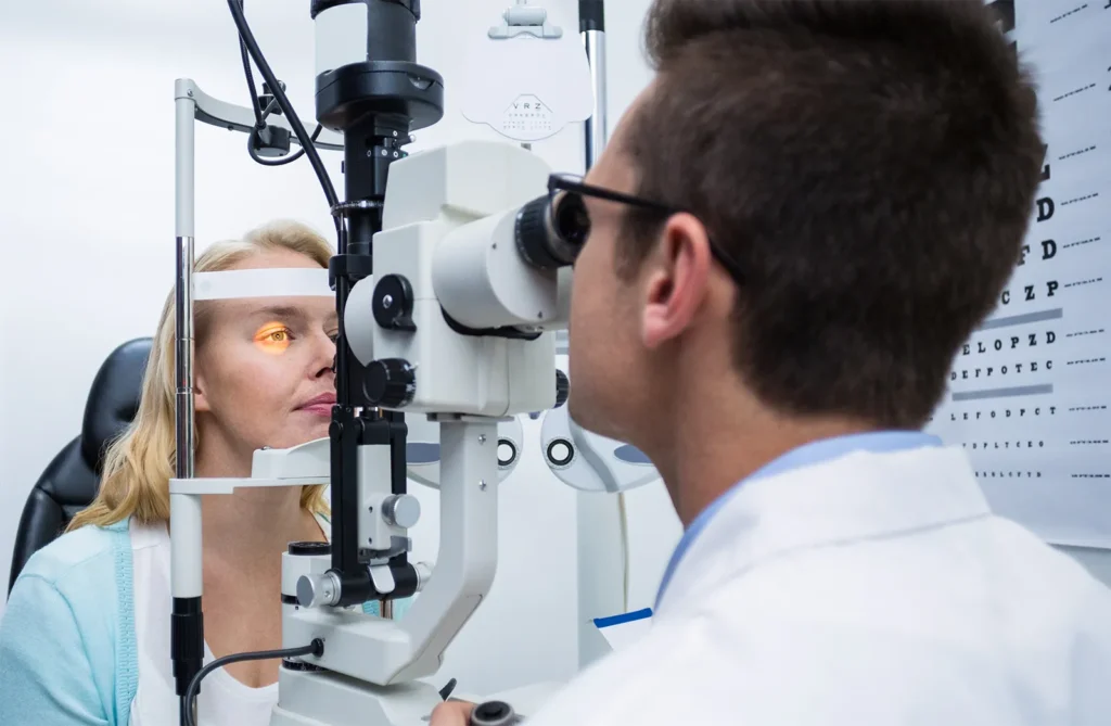 Client getting an eye exam